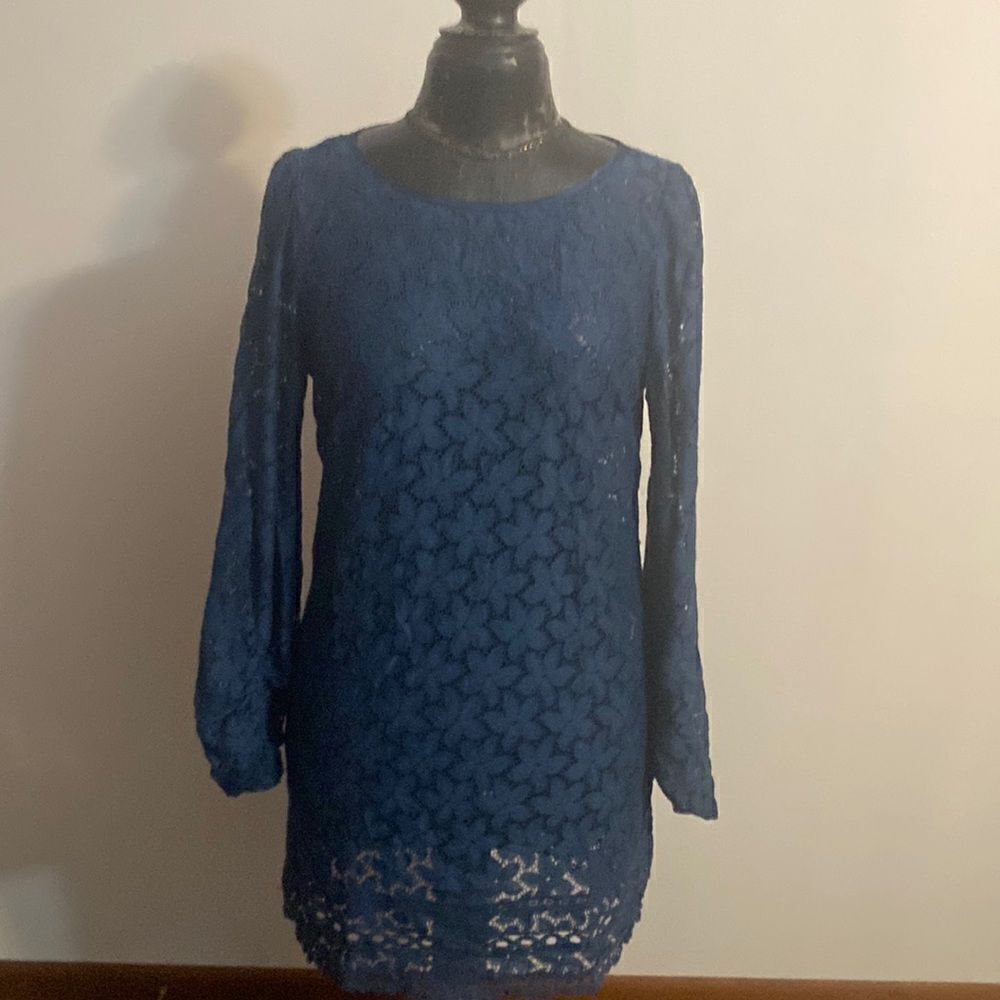 Laundy by Shelli Segal blue Lace dress, size 8